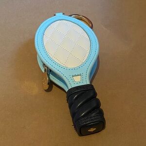 Kate Spade Grand Slam 3D tennis racquet coin purse key fob NWOT